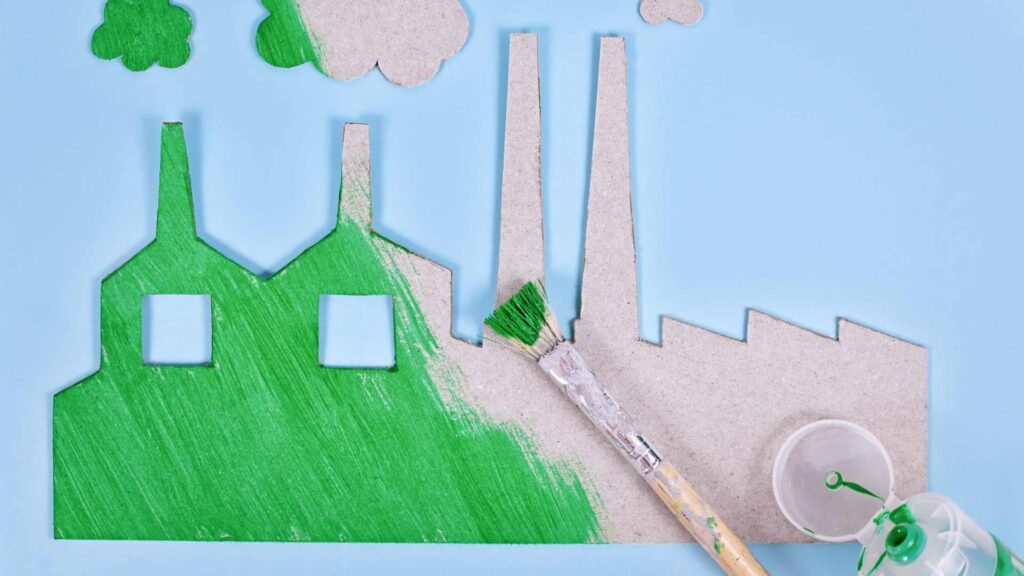 Usine en carton peinte en verte